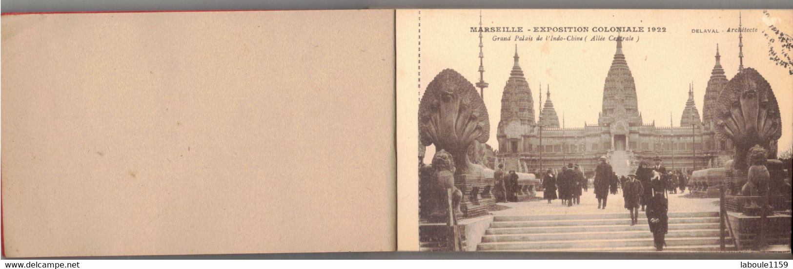 CARNET COMPLET ALBUM SOUVENIR 24 CPA DE L'EXPOSITION COLONIALE MARSEILLE 1922 INDOCHINE ANGKOR VAT ANNAM ANNAMITE PAGODE - Expositions Coloniales 1906 - 1922