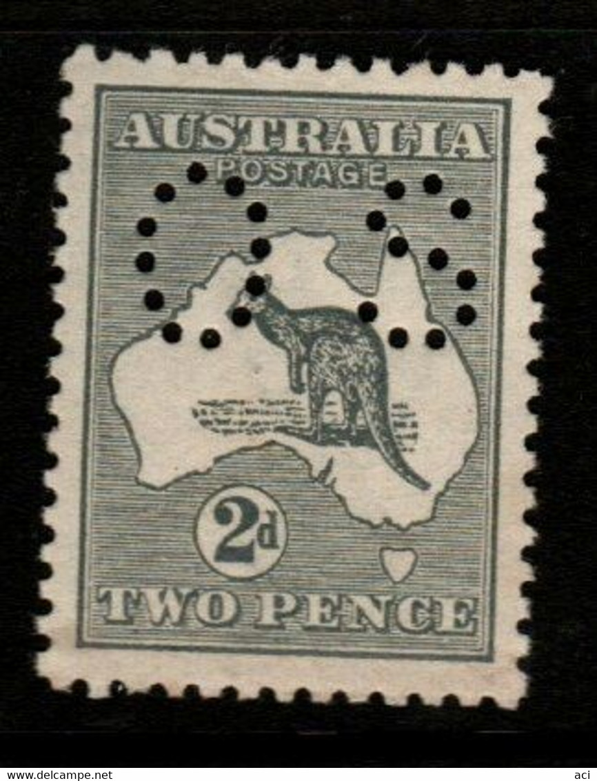 Australia SG O18  1913 Kangaroo ,Perforated OS, 2d Grey 1st Wtmk,Mint Never Hinged - Dienstzegels