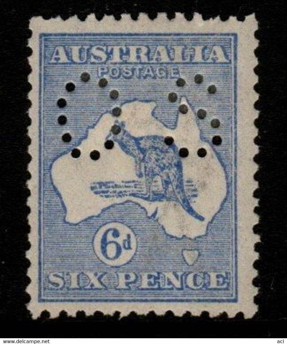 Australia SG O46a  1915 Kangaroo ,Perforated OS, 6d Ultramarine, 3rd Wtmk,Mint  Hinged - Officials