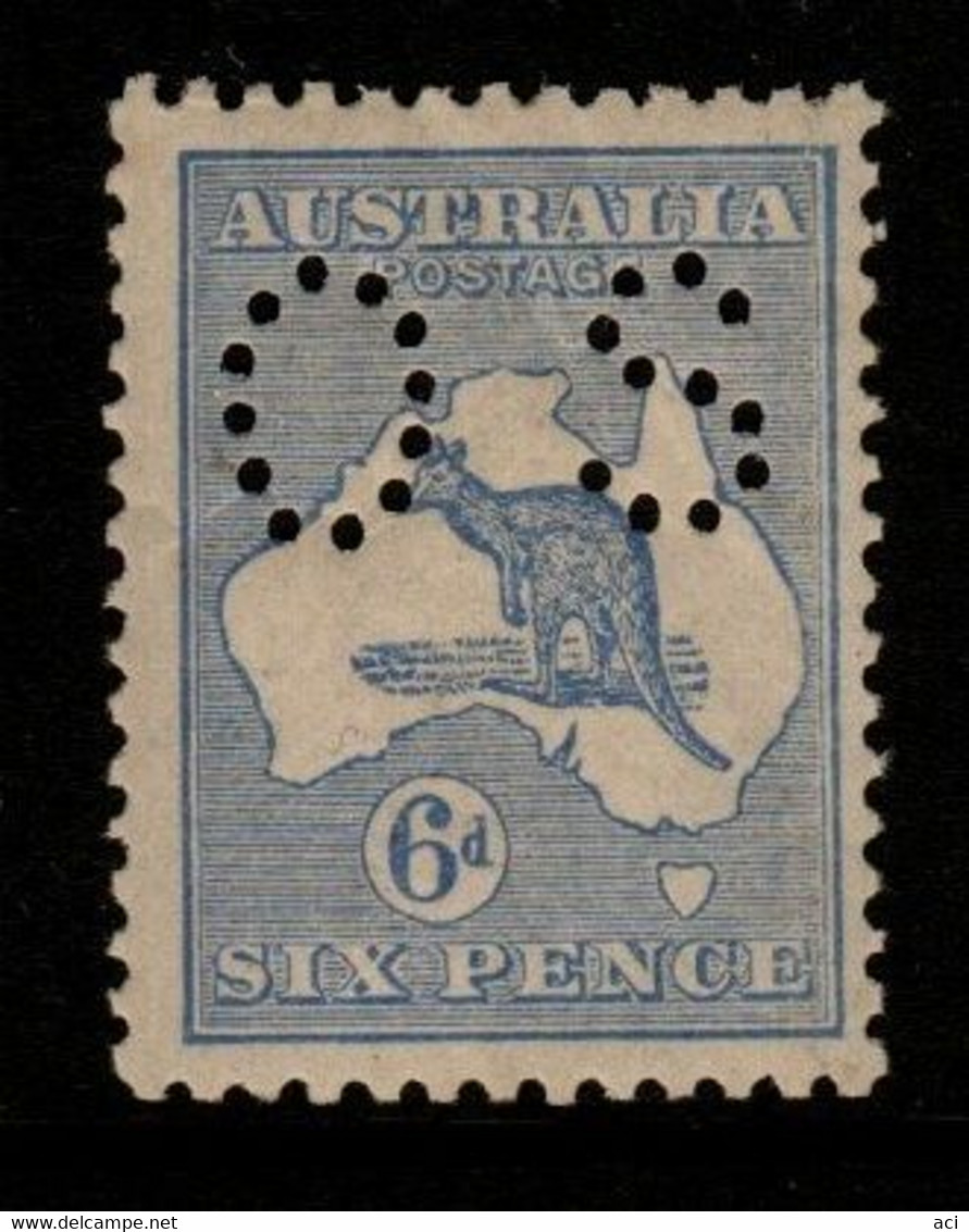 Australia SG O46  1915 Kangaroo ,Perforated OS, 6d Ultramarine, 3rd Wtmk,Mint  Hinged - Oficiales