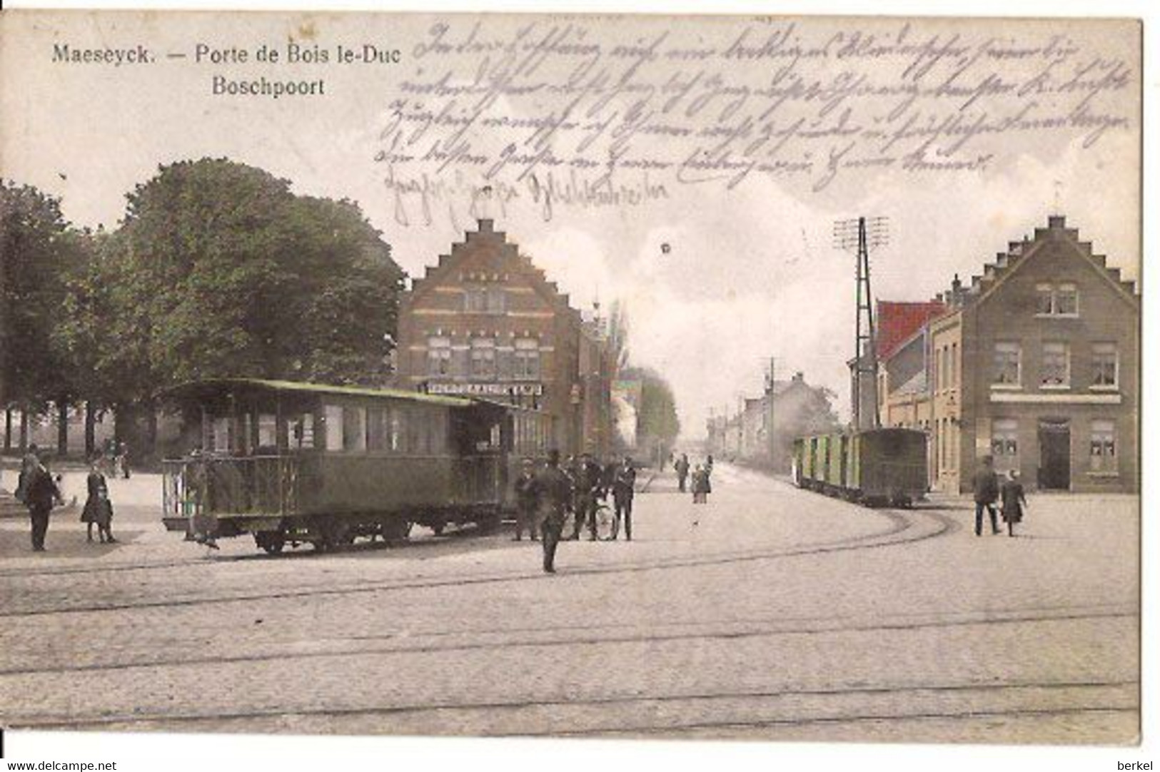 MAASEIK MAESEYCK BOSCHPOORT TRAMS FELDPOST GESTEMPELD 1915 1489 D2 - Maaseik