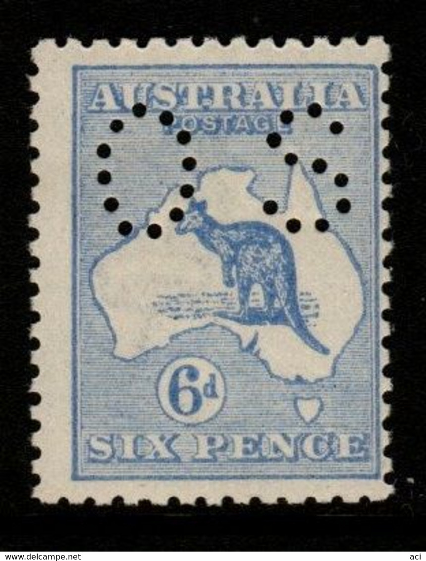 Australia SG O46a  1915 Kangaroo ,Perforated OS, 6d Ultramarine, 3rd Wtmk,Mint  Never Hinged - Service