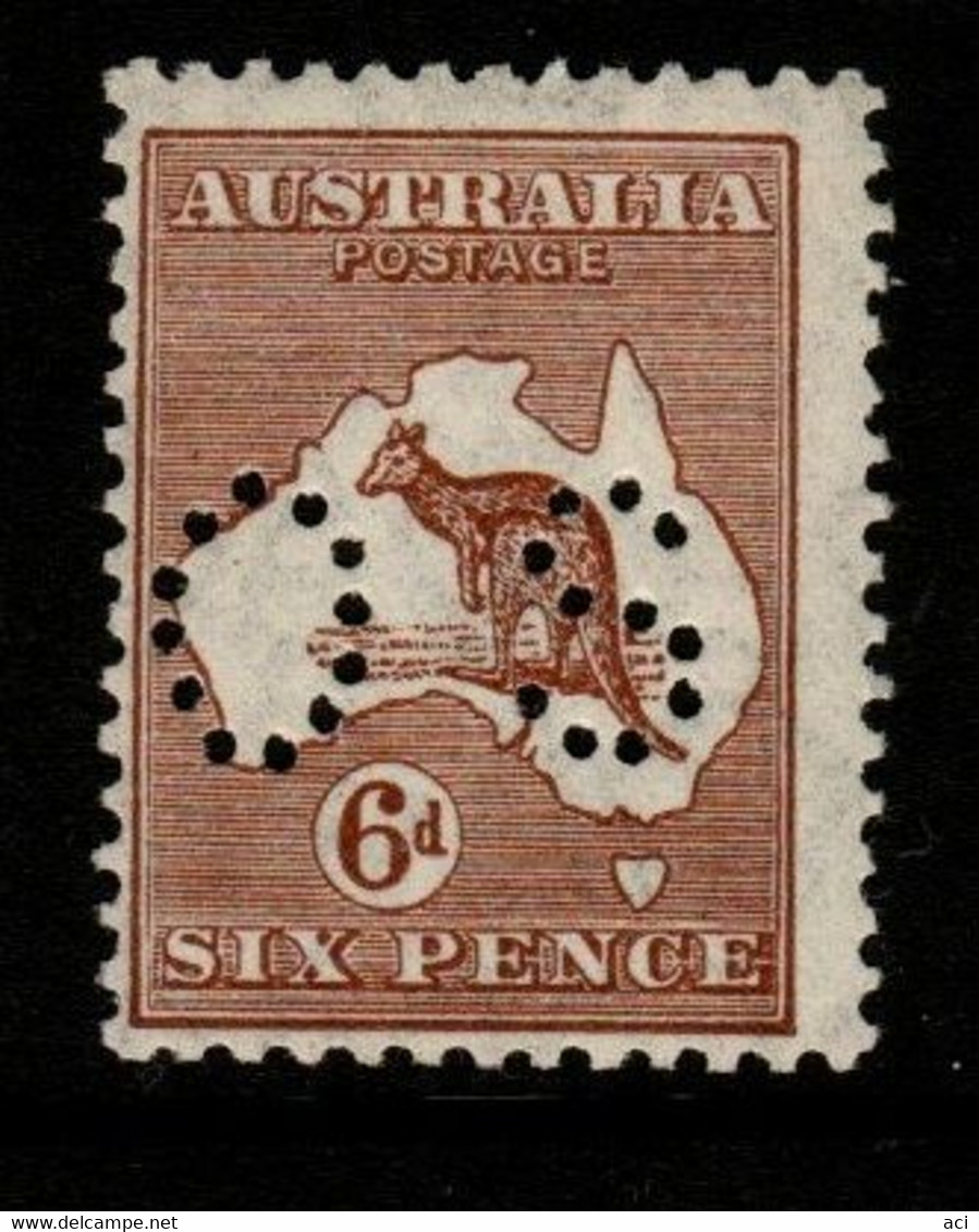 Australia SG O114 1929-30 Small Multi Wtmk Kangaroo,6d Chestnut,Mint Never Hinged, - Service