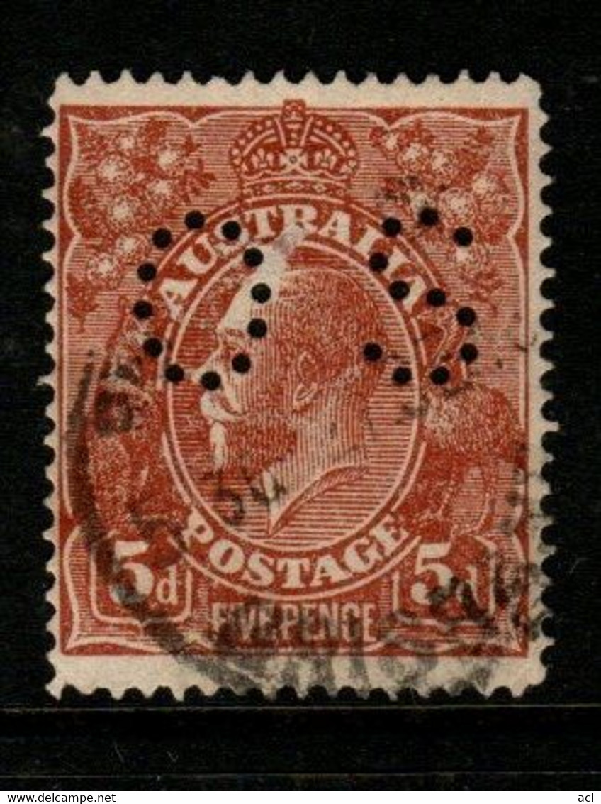 Australia SG O42  1915 King George V Perforated OS, 5d Brown, Single Wtmk,used, - Officials