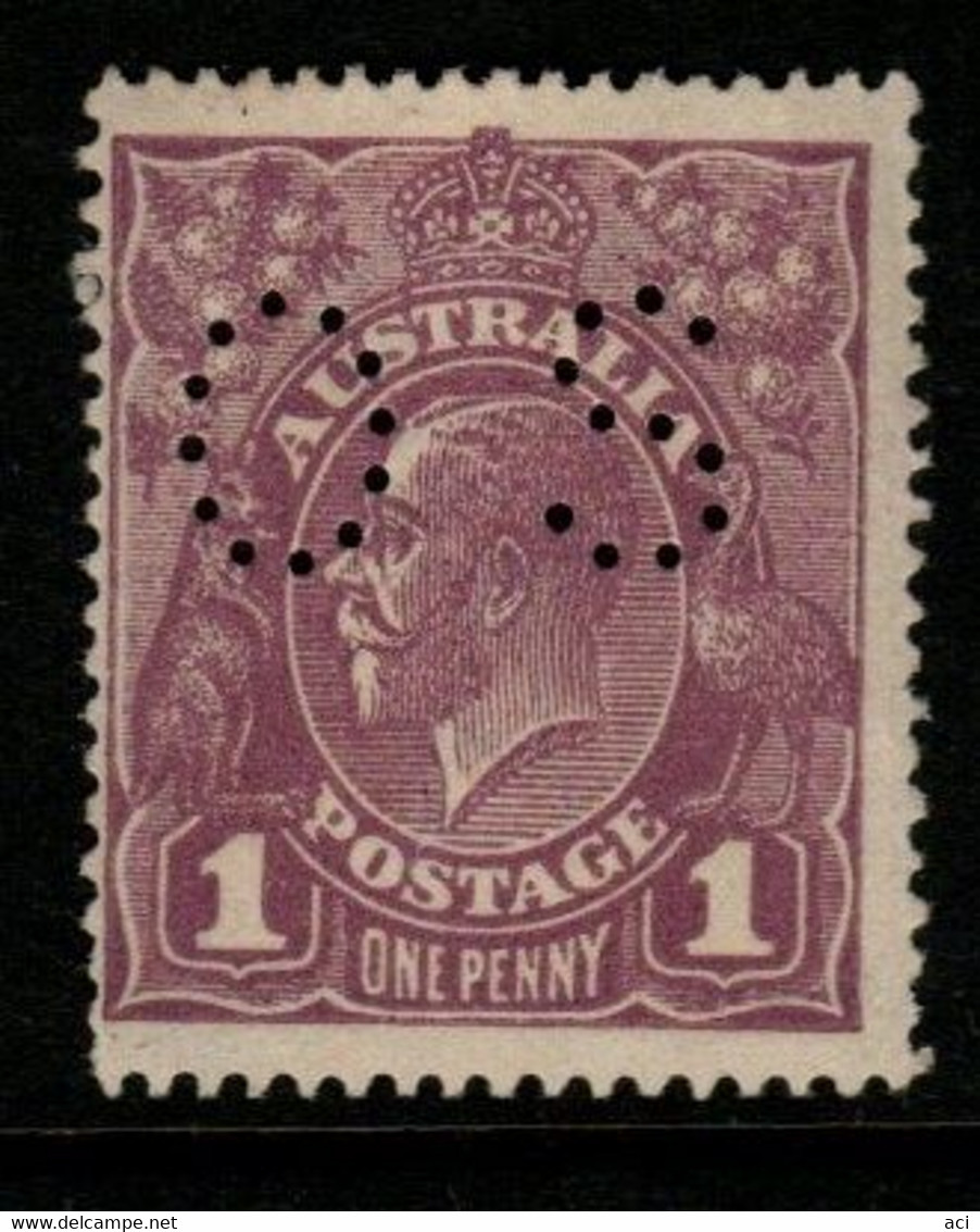 Australia SG O67  1922 King George V Perforated OS, 1d Violet, Single Wtmk,Mint  Hinged, - Dienstmarken