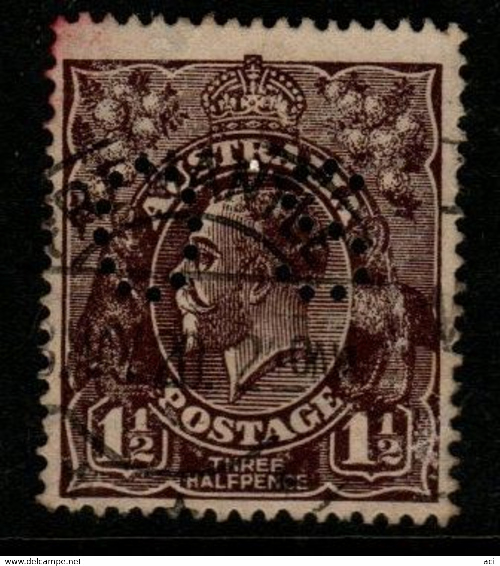 Australia SG O69  1919 King George V Perforated OS,  Three Half Pence Chocolate Single Wtmk,Used - Dienstzegels