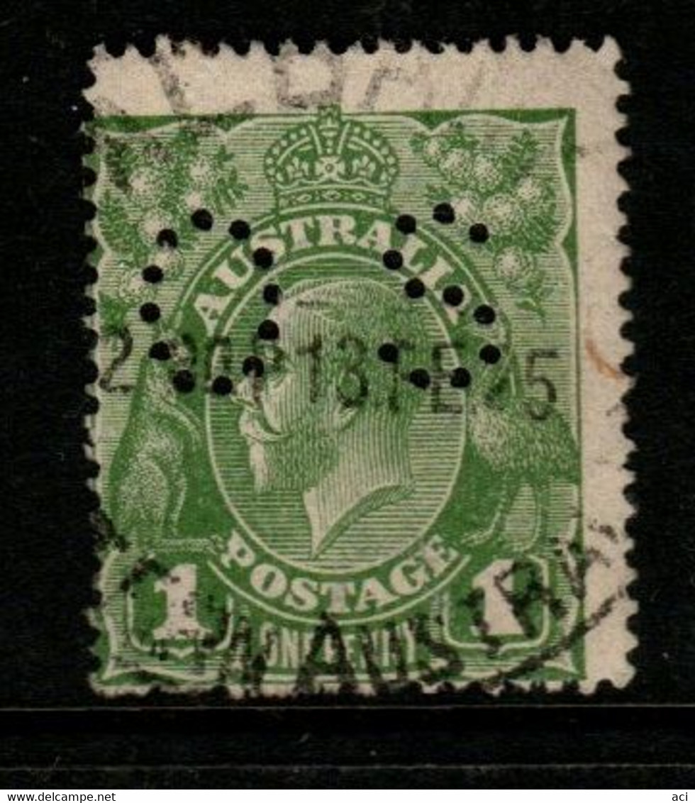 Australia SG O79  1924 King George V Perforated OS, 1d Sage-green Single Wtmk,Used, - Servizio