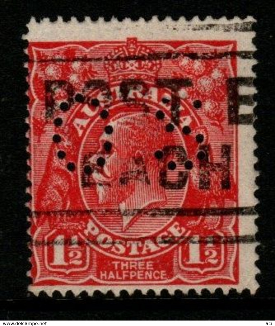 Australia SG O80  1924 King George V Perforated OS, 1 Scarlet,small  Large Wtmk,Used, - Service