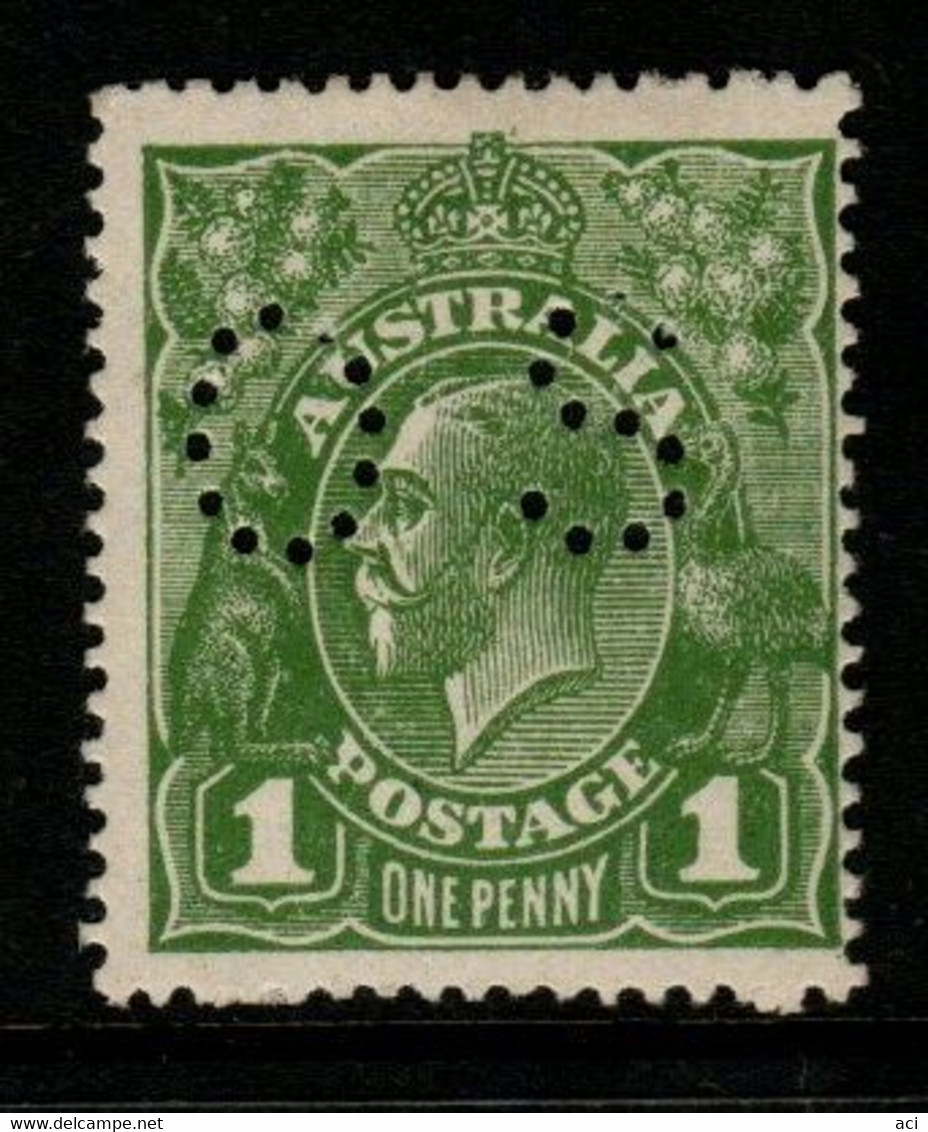 Australia SG O85  1924 King George V Perforated OS, 1d Sage-green LM Wtmk,Mint Hinged, - Officials