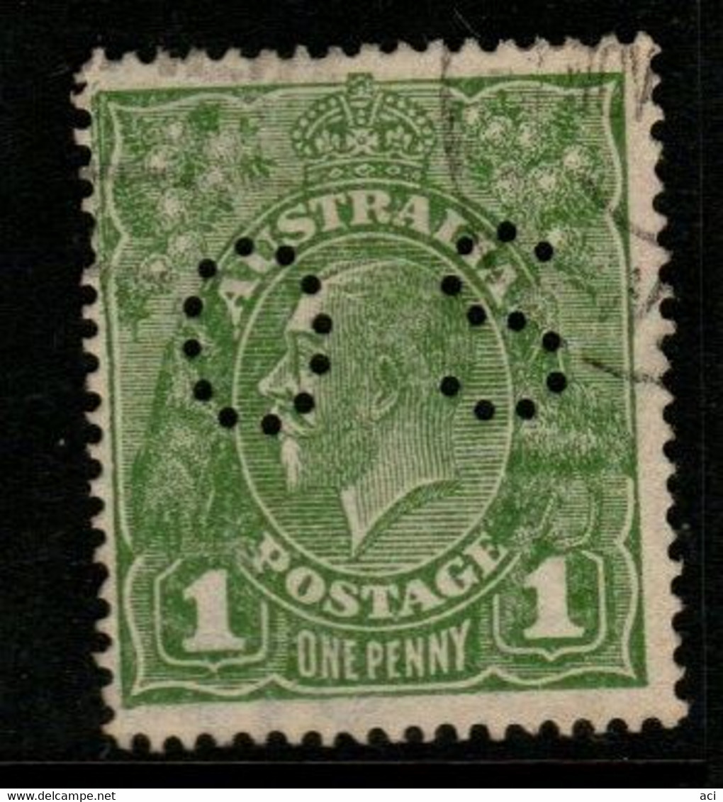 Australia SG O85  1924 King George V Perforated OS, 1d Sage-green LM Wtmk,Used - Service