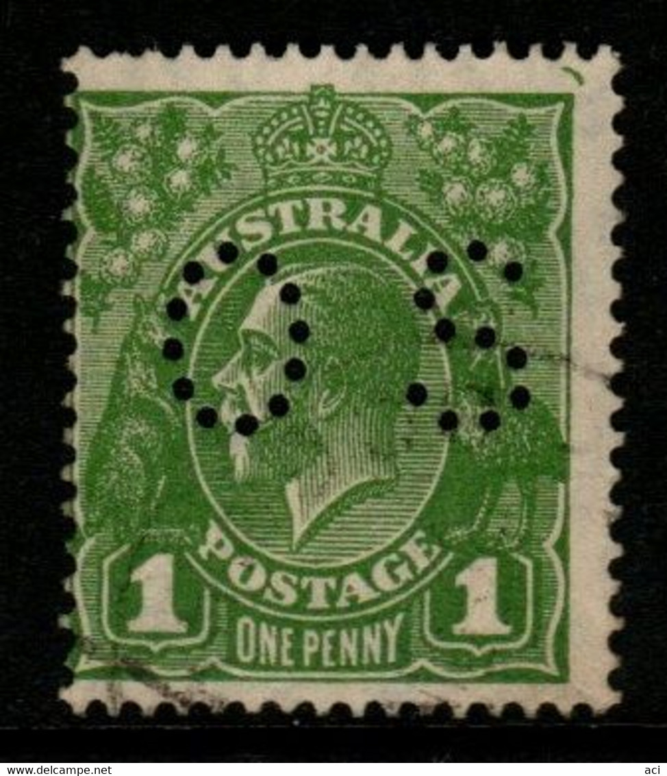 Australia SG O85  1924 King George V Perforated OS, 1d Sage-green LM Wtmk,Used - Dienstzegels