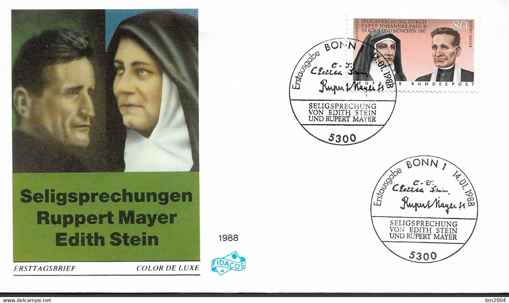 1988 Deutschland Germany  Mi 1352 FDC Seligsprechung Von   Edith Stein + Ruppert Mayer - Autres & Non Classés