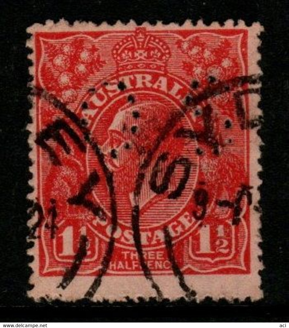 Australia SG O87  1924 King George V Perforated OS, 1.5 Scarlet,No Watermark,Used, - Oficiales