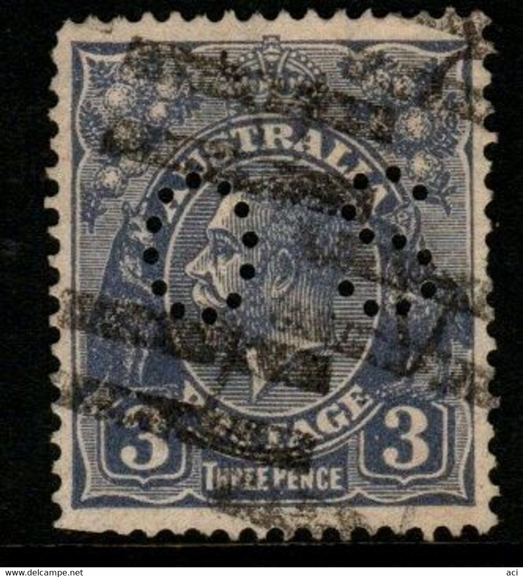 Australia SG O106b  1929 King George V Perforated OS, 3d Blue,SM Wtmk,perf 13.5 X 12.5 Die II Used - Service