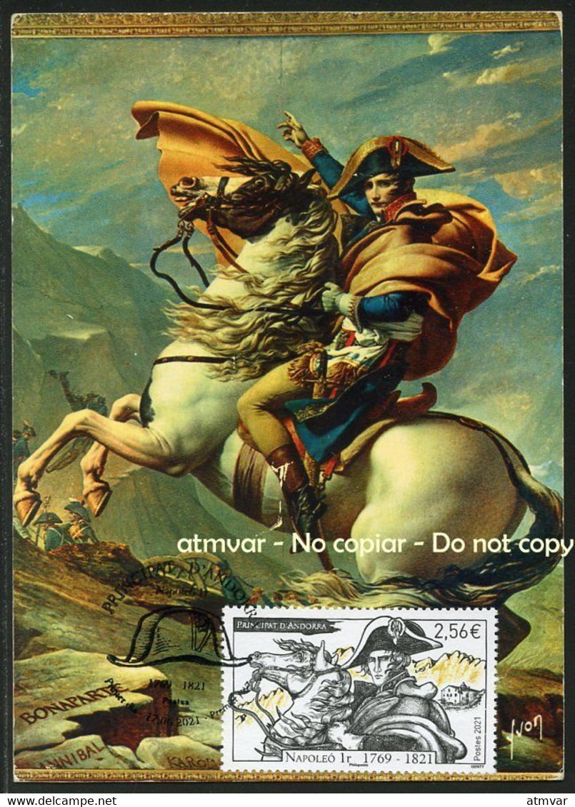 ANDORRA / ANDORRE (2021) - Carte Maximum Card Napoleó 1r Napoleon Bonaparte à Cheval 1769-1821 - Cartoline Maximum