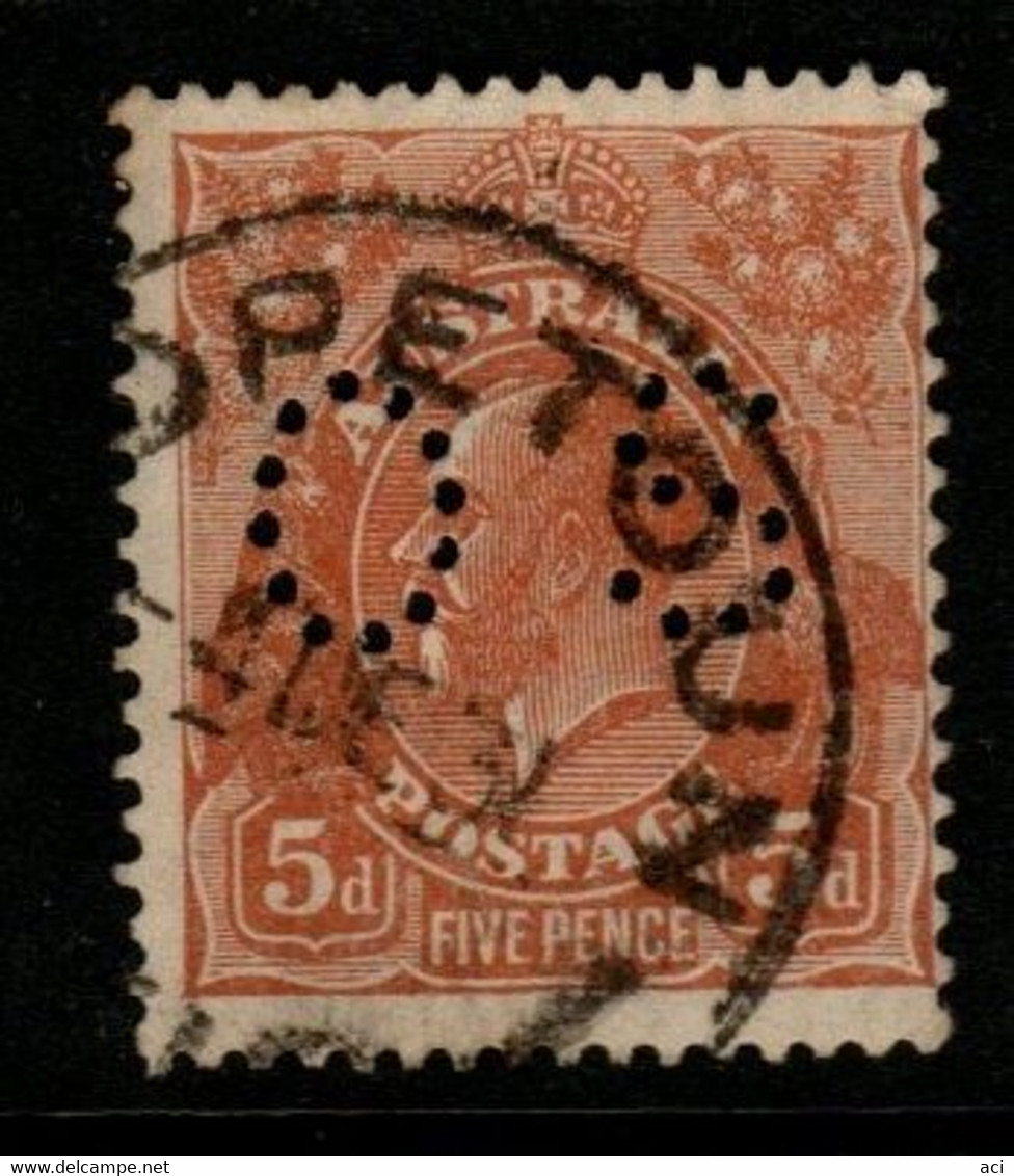 Australia SG O110  1930 King George V Perforated OS, 5d Orange-brown,SM Wtmk,perf 13.5 X 12.5,Used, - Dienstmarken