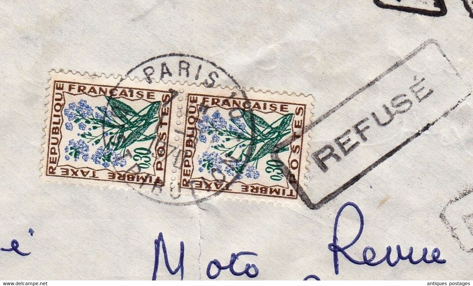 Lettre 1870 Paire De Timbres Taxe Bagnères De Luchon Haute-Garonne Pour Paris Refusé - 1960-.... Lettres & Documents