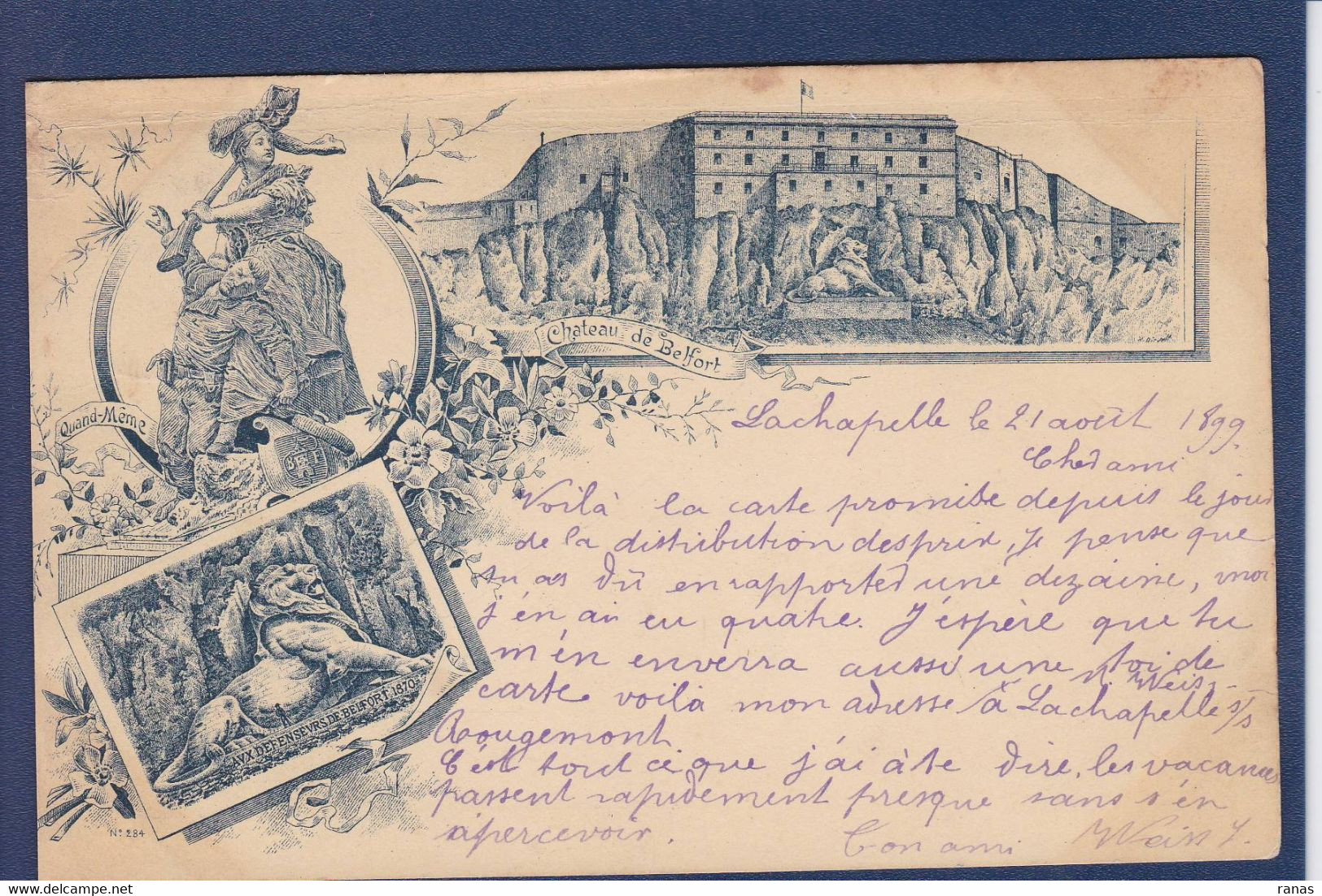 CPA [90] Territoire De Belfort > Belfort – Le Lion Précurseur Circulé En 1899 - Belfort – Le Lion