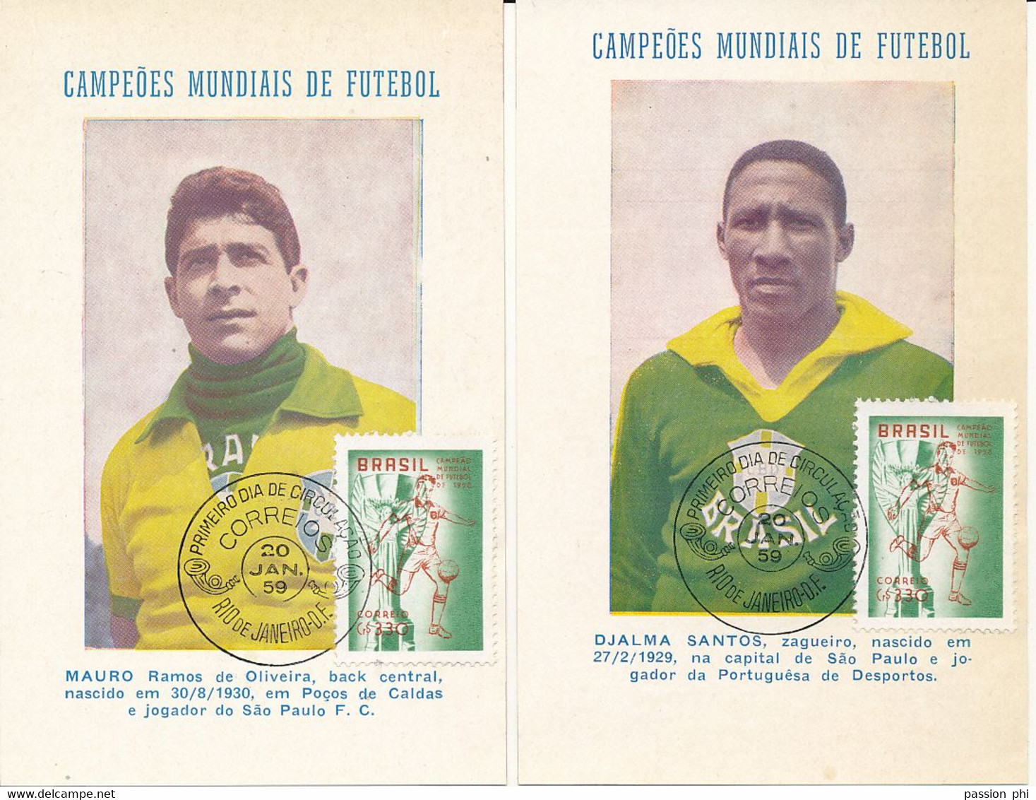 FOOTBALL BRAZIL 1950/1960 Seleção NICE SELECTION OF PC RIO DE JANEIRO OF 20.01.59