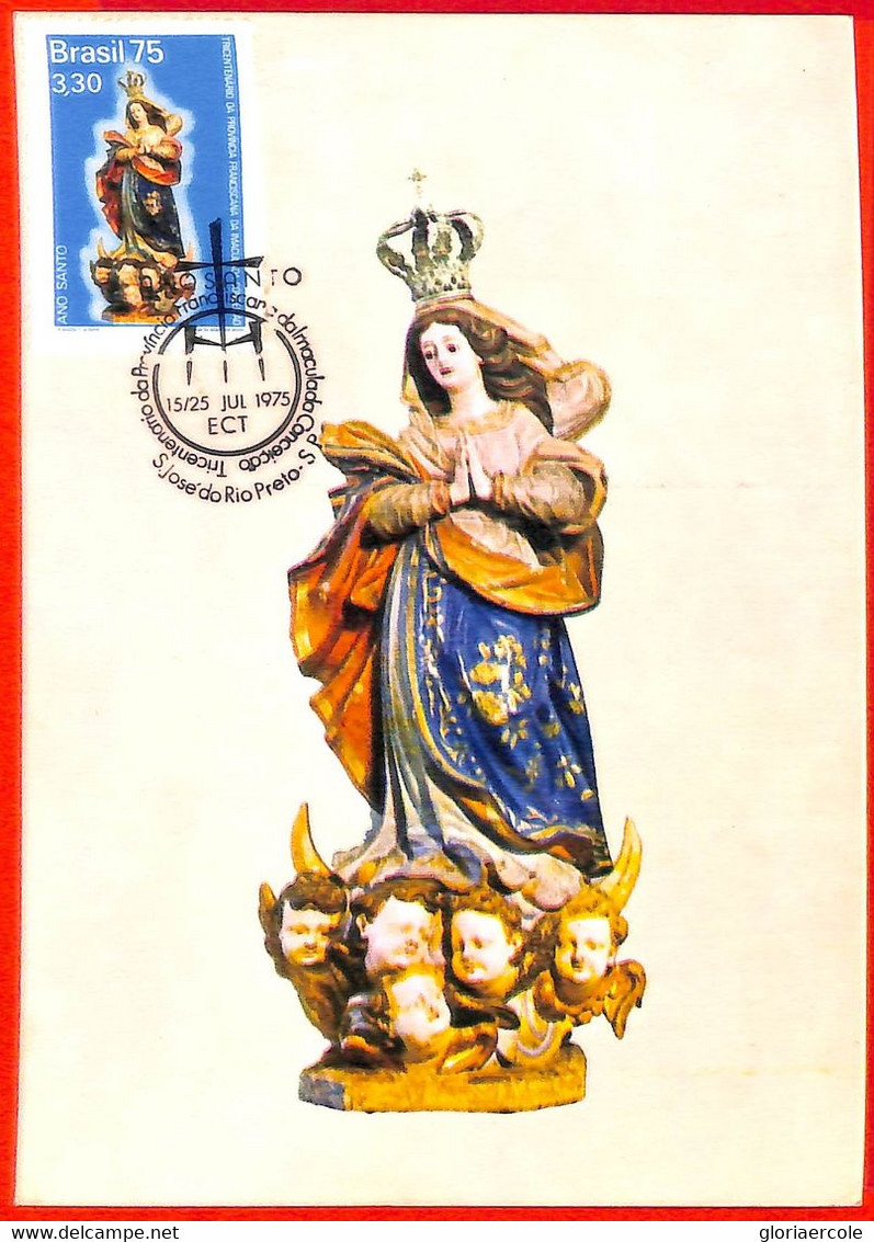 Aa3247 -  BRAZIL  - POSTAL HISTORY -  MAXIMUM CARD 1975  Religion MADONNA - Cartes-maximum