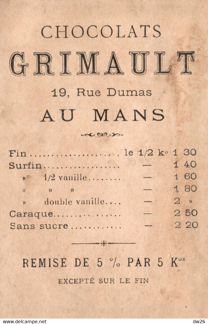 Chromo - Publicité Chocolat, Chocolats Grimault Au Mans - Femme: Dame Milanaise Au XVe Siècle - Other & Unclassified