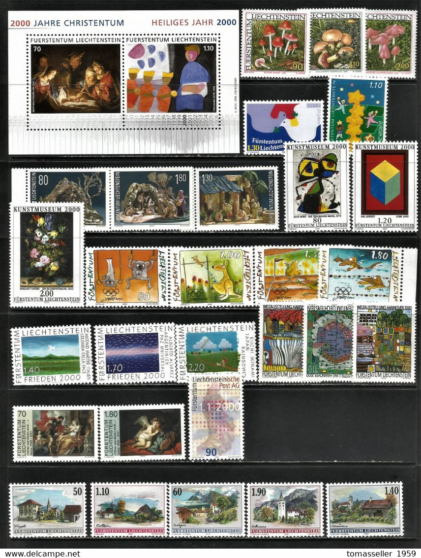 Liechtenstein -2000  Full Year Set -12 Issues.MNH* - Collections