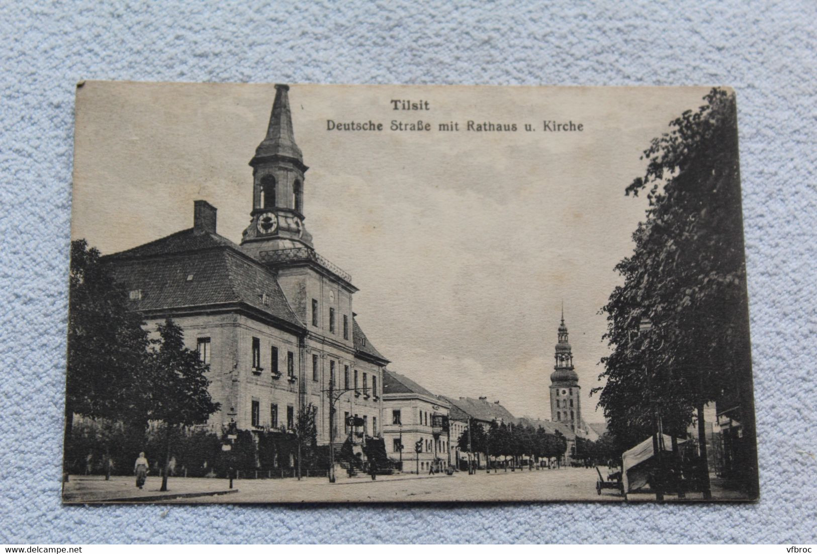 Tilsit, Deutsche Strasse Mit Rathaus U. Kirche, Allemagne - Non Classificati