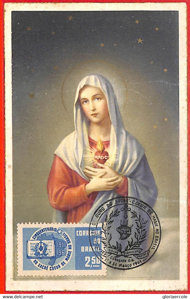 Aa3257 - Aa3258 -  BRAZIL  - POSTAL HISTORY -  MAXIMUM CARD 1961 Religion MADONNA - Maximum Cards