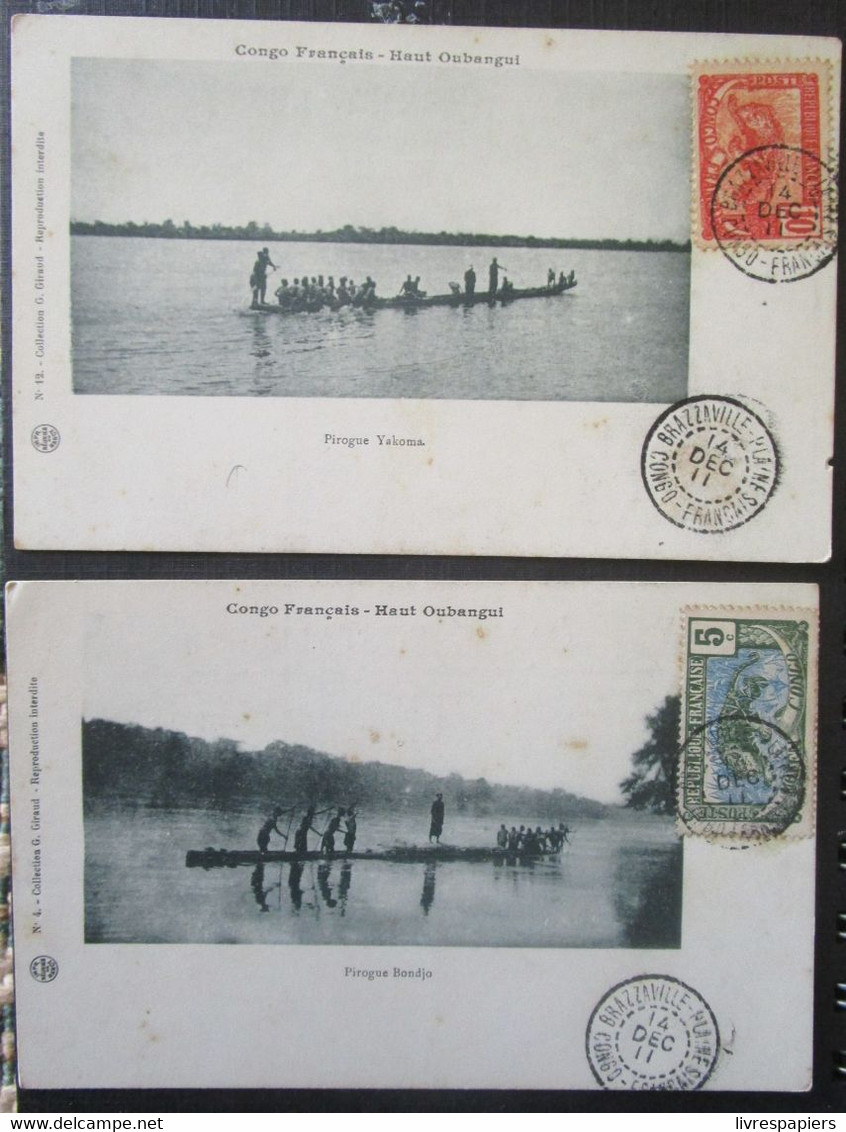 Congo Lot  2 Cpa Pirogue Bandjo Et Yakoma Haut Oubangui    Cpa Timbrées Congo Français 1911 - Congo Français