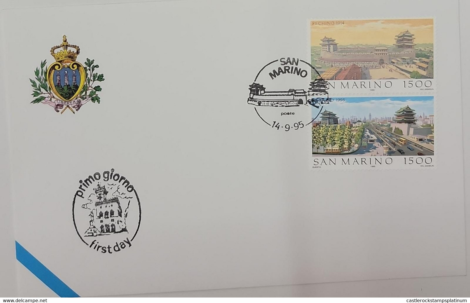 A) 1995, SAN MARINO, CITIES OF THE WORLD, BEIJING. CHINA, FDC, XF - Brieven En Documenten