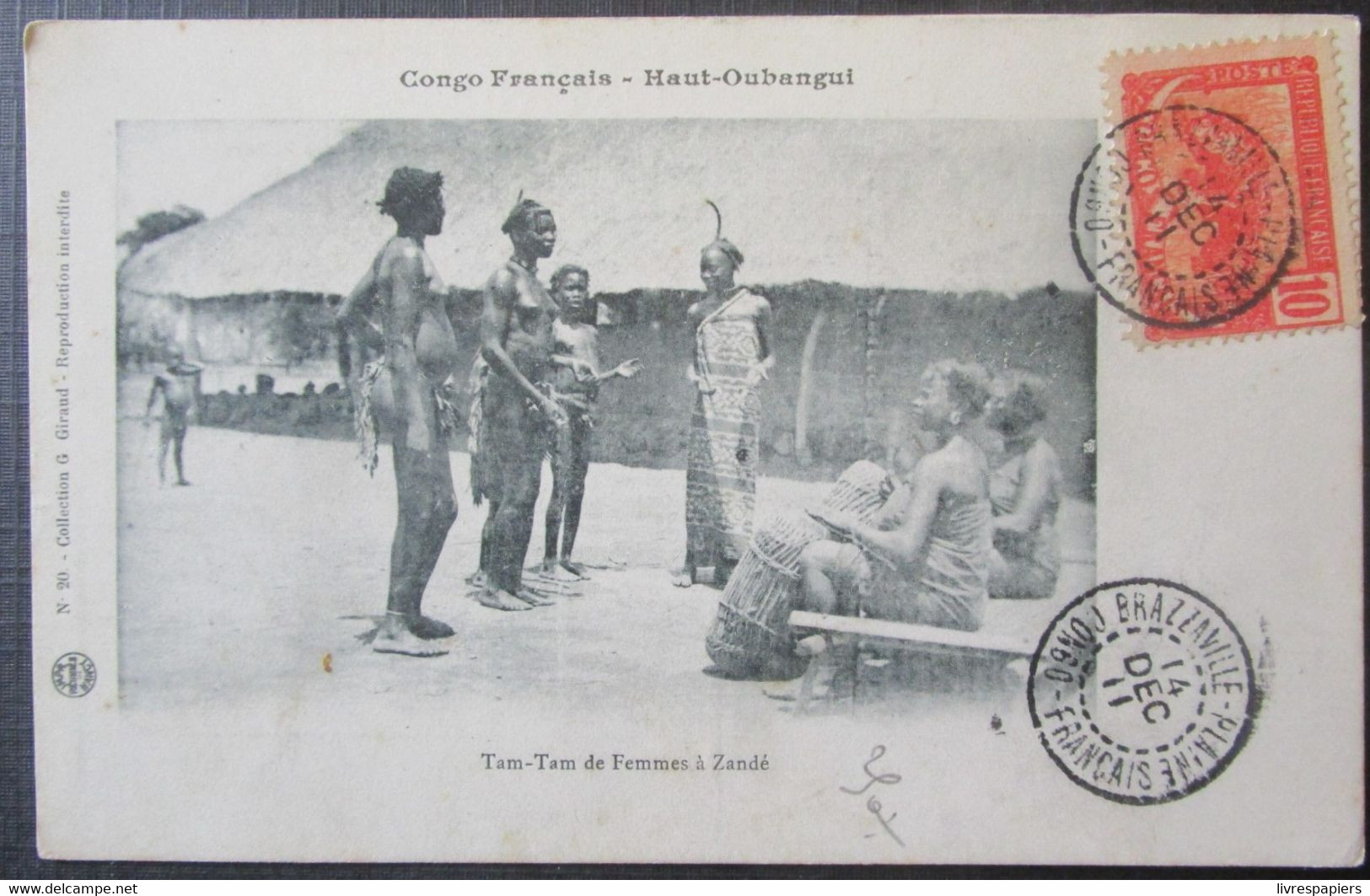 Congo Tam Tam Femmes Zande Haut Oubangui    Cpa Timbrée Congo Français 1911 - Französisch-Kongo