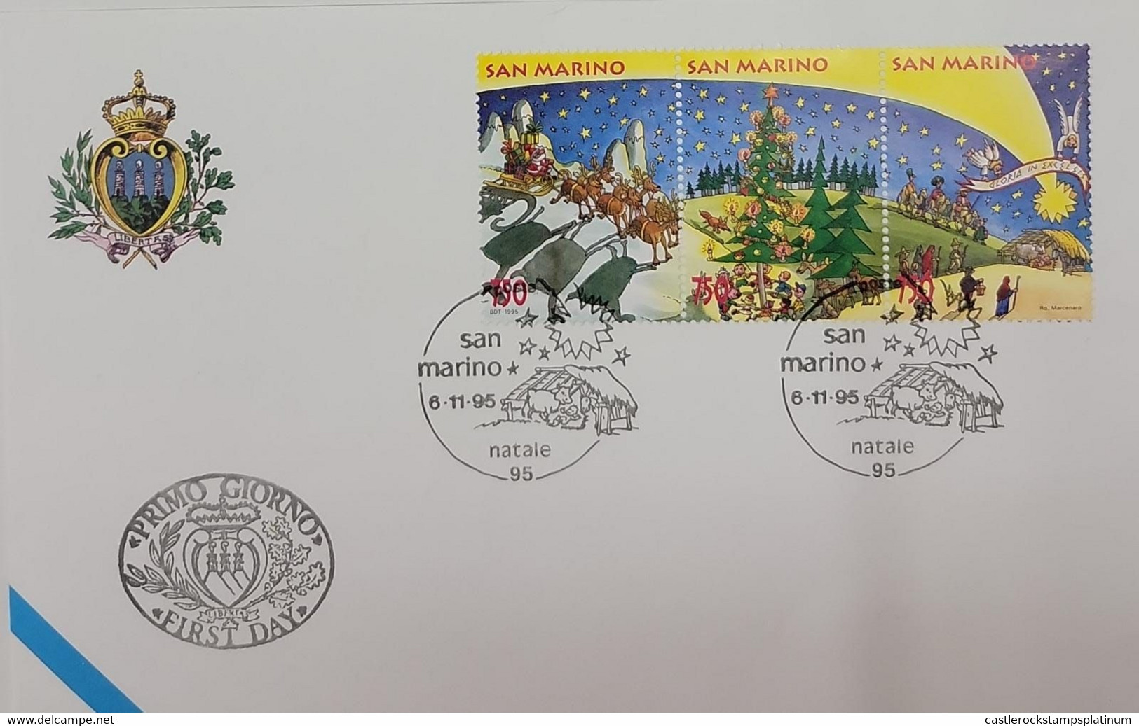 A) 1995, SAN MARINO, CHRISTMAS, FDC, REINDEER, CHRISTMAS TREES, MAGICIAN KINGS, XF - Brieven En Documenten