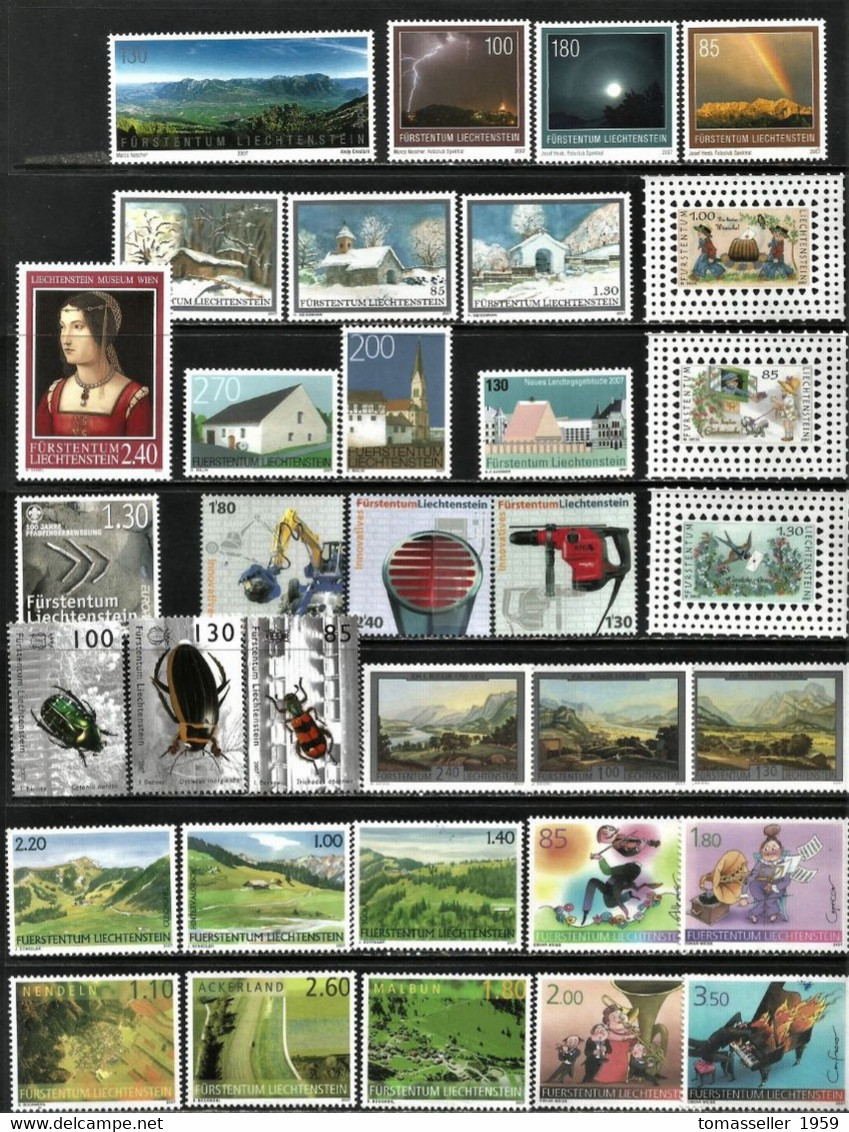 Liechtenstein -2007  Full Year Set -14 Issues.MNH. - Collections