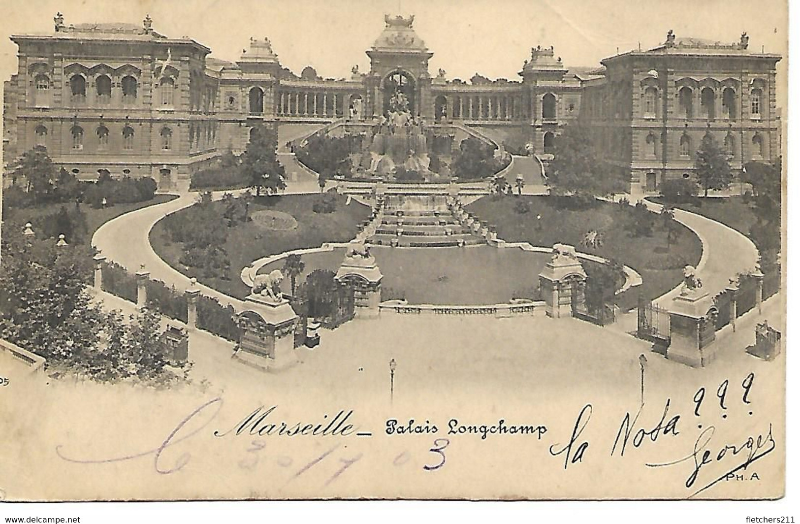 Carte Postale - CPA Dpt N°13 BOUCHES DU RHONE - Ecrite Et Datée De 1903 - MARSEILLE - Palais Longchamp. - Cinq Avenues, Chave, Blancarde, Chutes Lavies