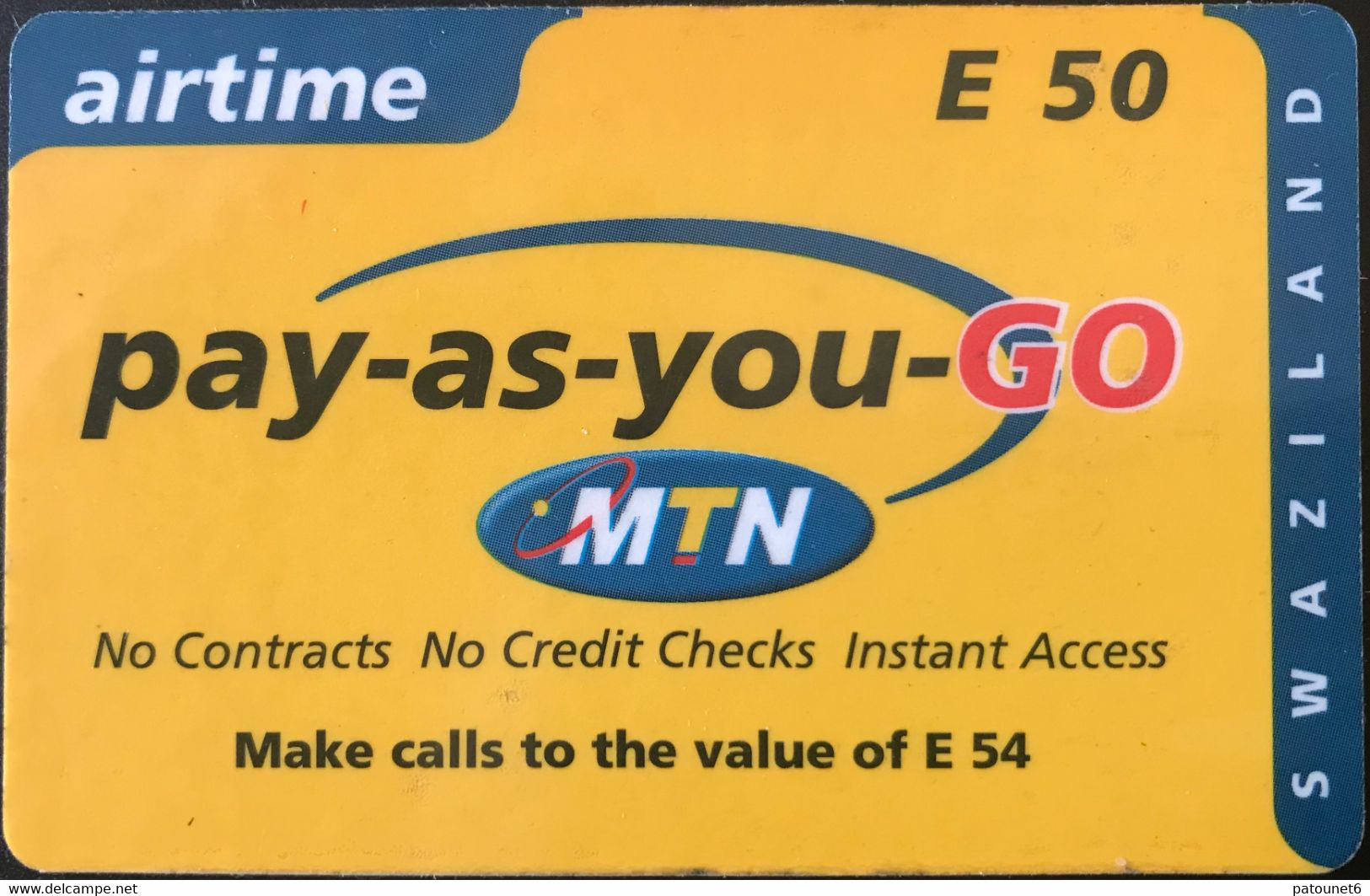 SWAZILAND  -  MTN - Airtime  -  Pay-as-you-go -  E 50 - Swasiland