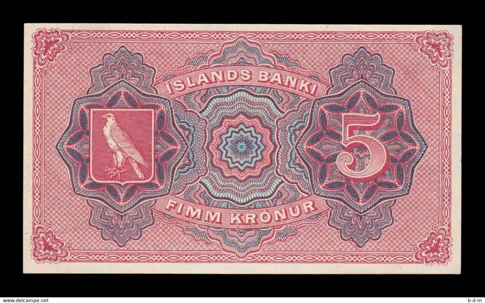 Islandia Iceland 5 Kronur 1920 Pick 15r Sign 2 SC UNC - Islande