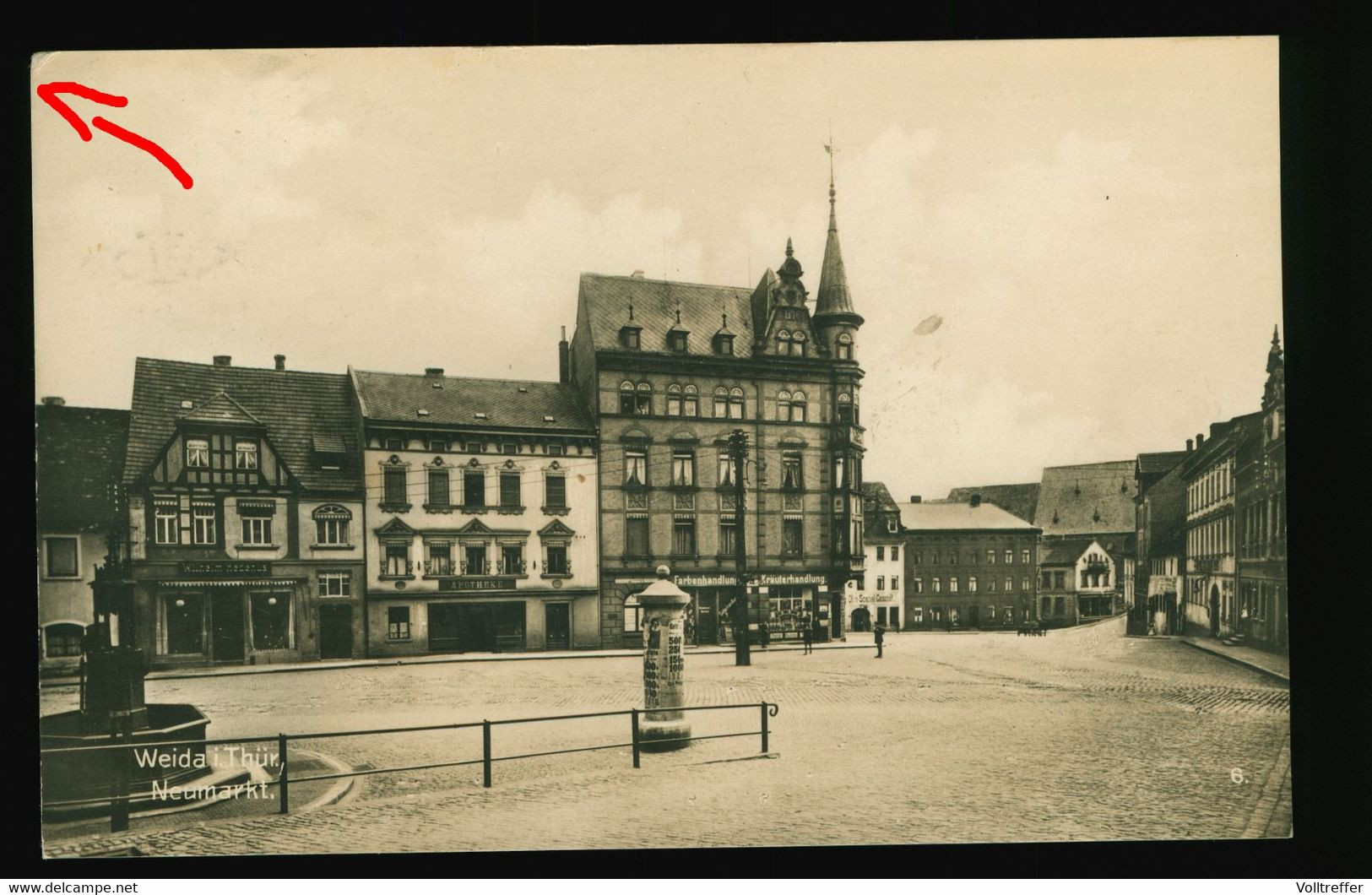 AK Um 1920 Weida In Thüringen, Neumarkt Mit Apotheke, Farben Und Kräuterhandlung, Special Geschäft - Weida