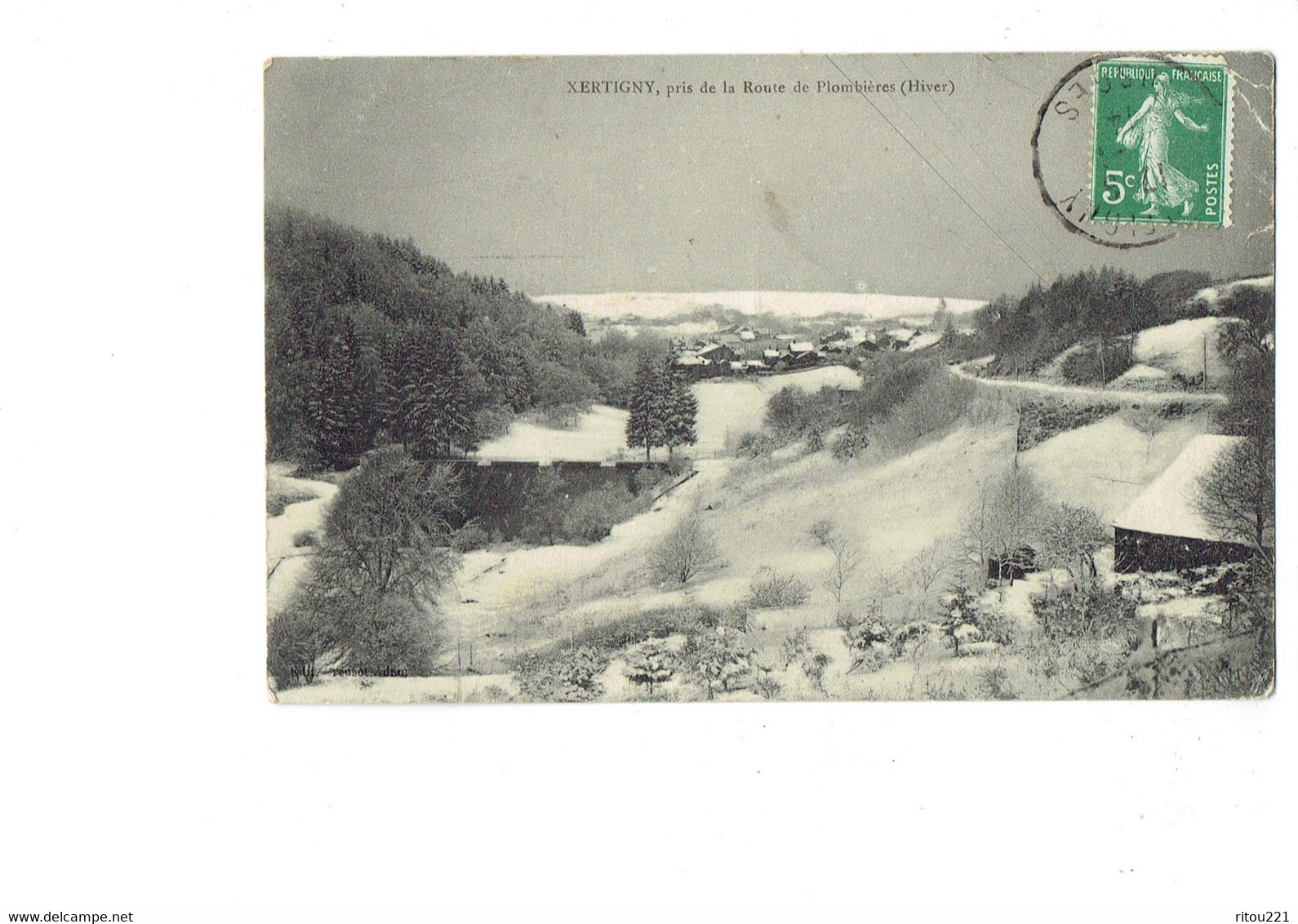 Cpa - 88 - XERTIGNY - Pris De La Route De Plombières - Hiver - Edit Creusot Adam - 1914 - Xertigny