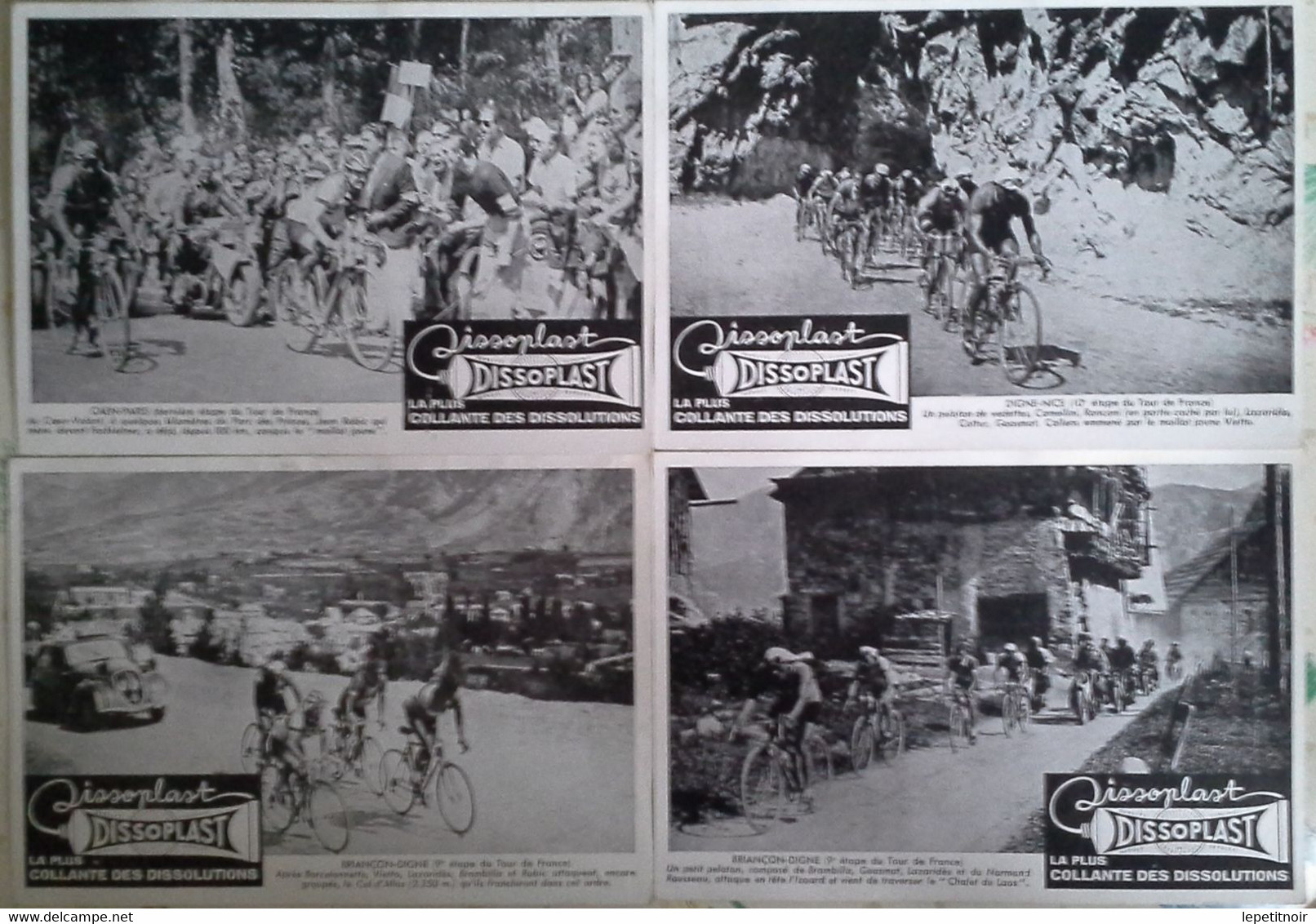 Carte Photo (4) Tour De France 1947 Publicité Colle Dissoplast - Cricket