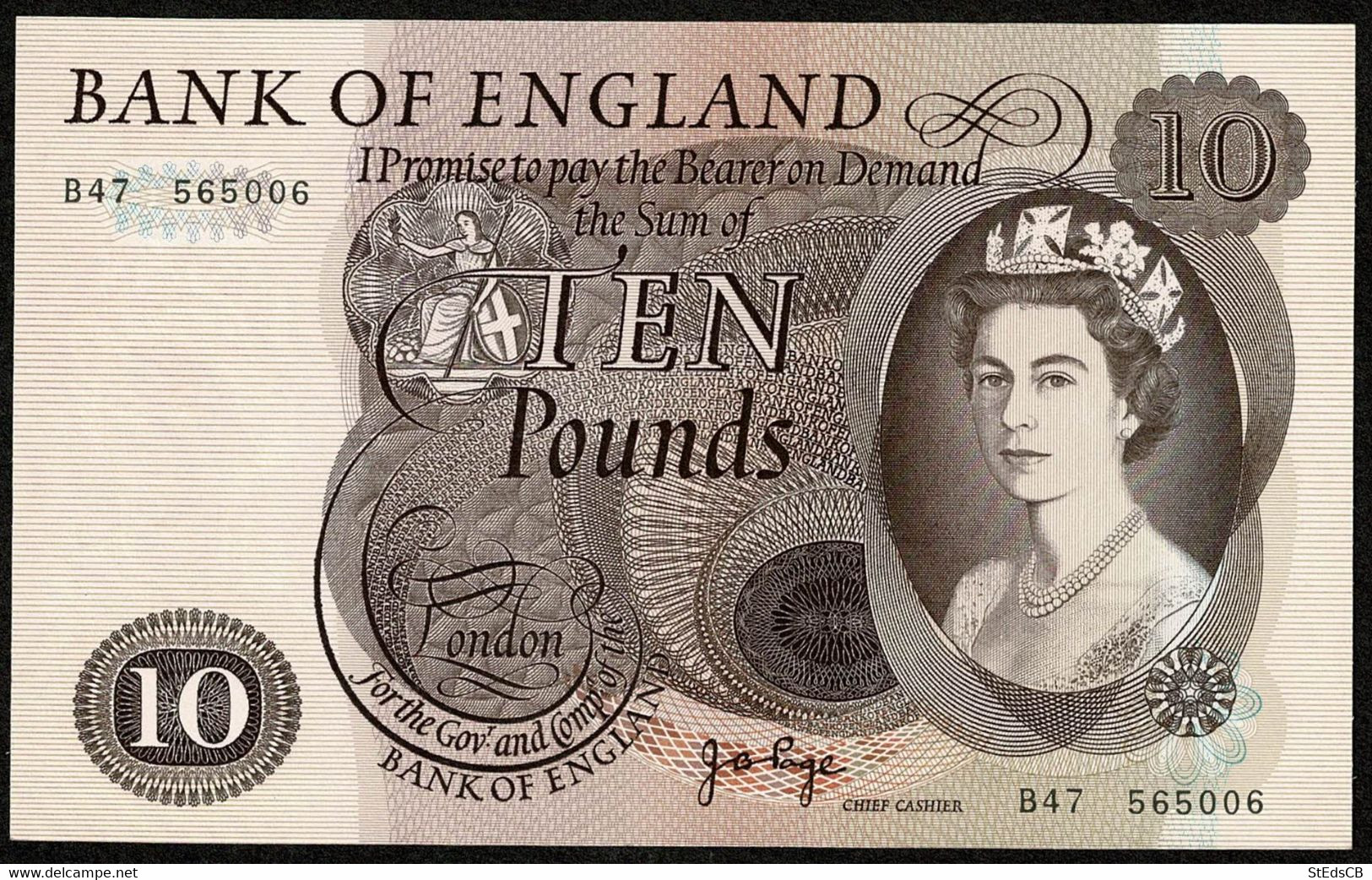 P379a / B326 * Bank Of England * £10 * Page * Prefix B47 * UNC - 10 Pounds
