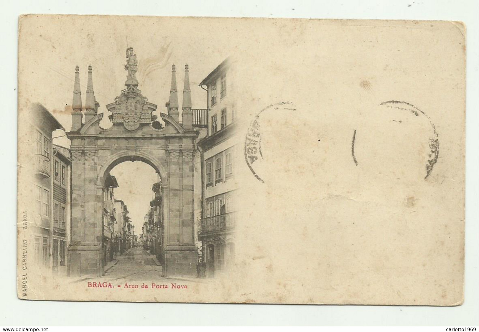 BRAGA - ARCO DE PORTA NOVA 1920  - VIAGGIATA  FP - Braga