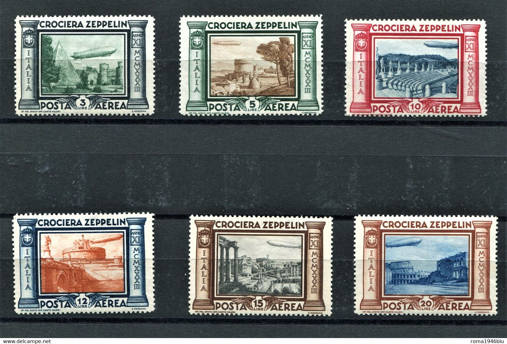 REGNO 1933 CROCIERA ZEPPELIN SERIE CPL. ** MNH LUSSO CENTRATA - Luchtpost