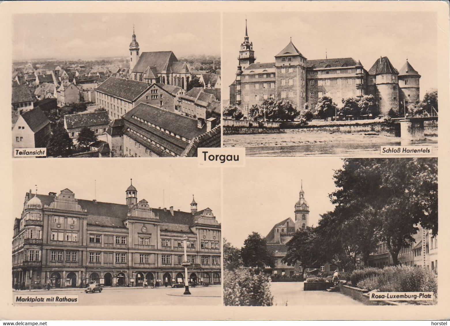 D-04860 Torgau - Alte Ansichten - Rosa-Luxembug-Platz - Marktplatz Mit Rathaus - Oldtimer - Torgau