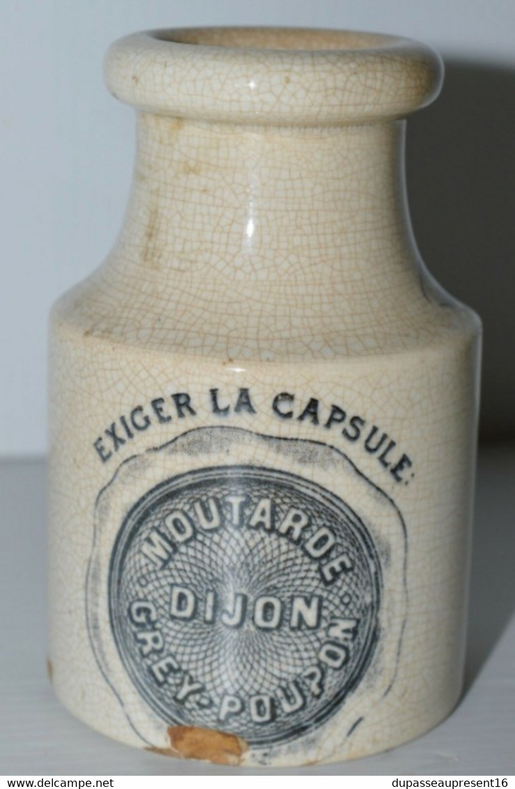 ANCIEN POT MOUTARDE DIJON GREY POUPON Céramique OPAQUE De SARREGUEMINES XXe Collection Déco Vitrine - Sarreguemines (FRA)