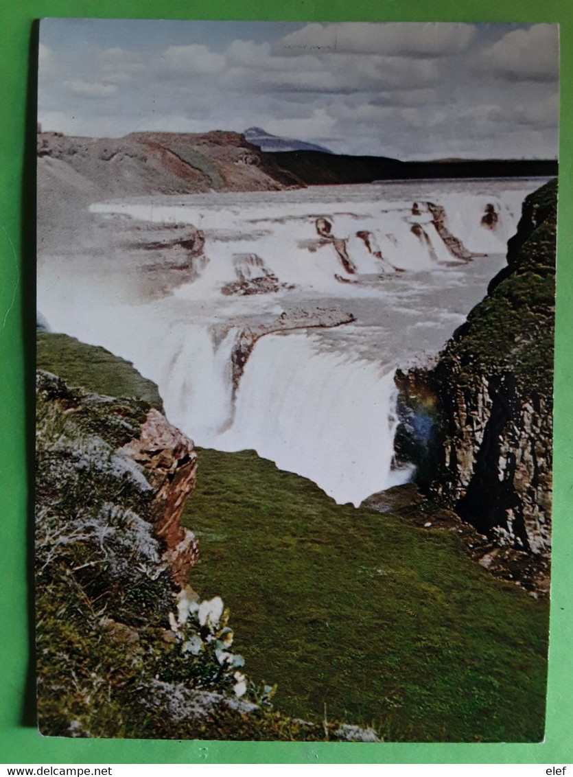 ISLAND ISLANDE,  Yvert 420 Rose Culture O Reykjavik Carte Gullfoss Golden Waterfall,FALSCHE ANSCHRITT > Aachen, 1977,TB - Cartas & Documentos