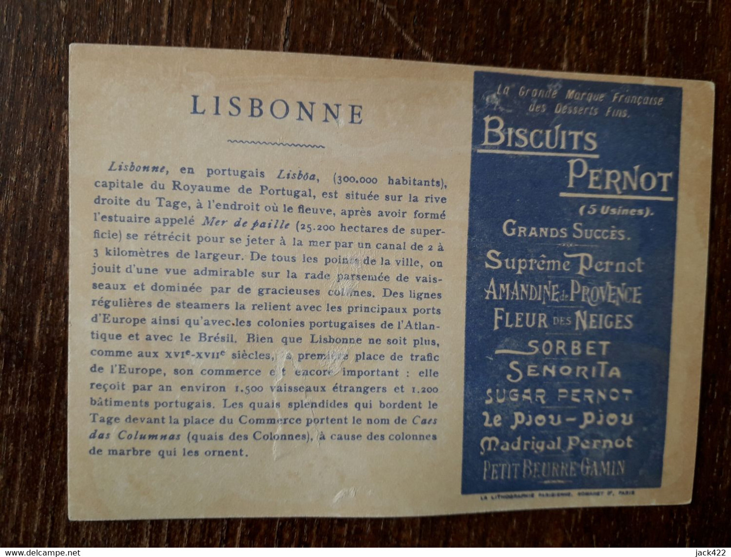 L37/49 CHROMO BISCUITS PERNOT . LES GRANDS PORTS DU MONDE . LISBONNE - Pernot