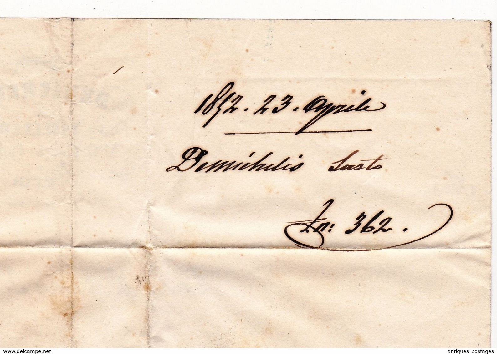 Lettre 1852 Italie Italia Torino Turin Demichelis Tailleur Etats Sardes Dopo La Partenza Gênes Genova - Sardegna