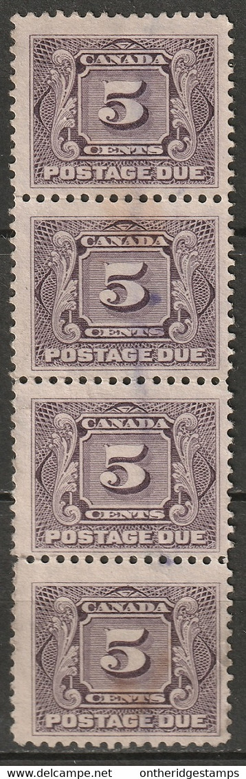 Canada 1906 Sc J4  Postage Due Strip Used - Postage Due