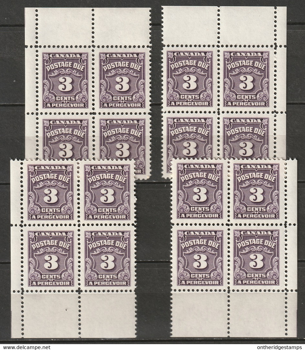 Canada 1965 Sc J16B  Postage Due Plate Block Set MNH** - Postage Due