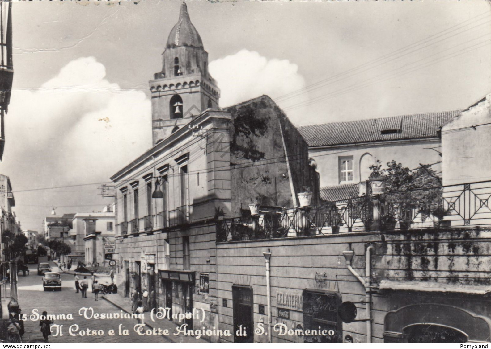 CARTOLINA  SOMMA VESUVIANA,NAPOLI,CAMPANIA,IL CORSO E LA TORRE ANGIOINA DI S.DOMENICO,STORIA,VIAGGIATA 1969 - Ancona